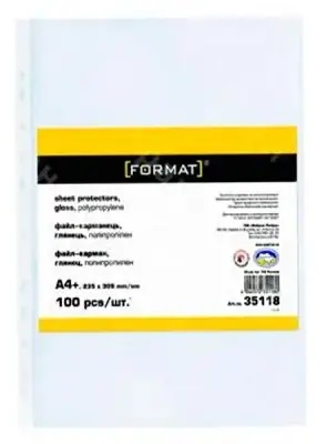 Файл А4+ глянсовий Format 40мк 100шт E35118